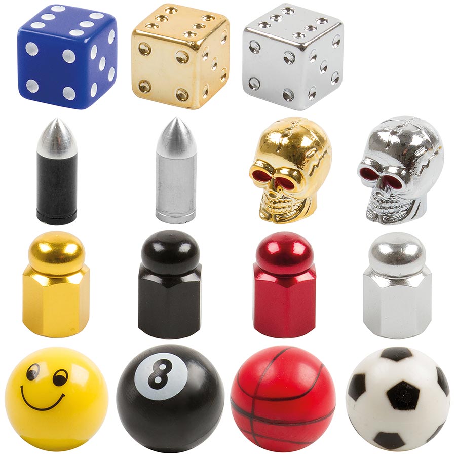 Ventura Valve Cap Bulk 15 designs 2 of each For Schrader Kit